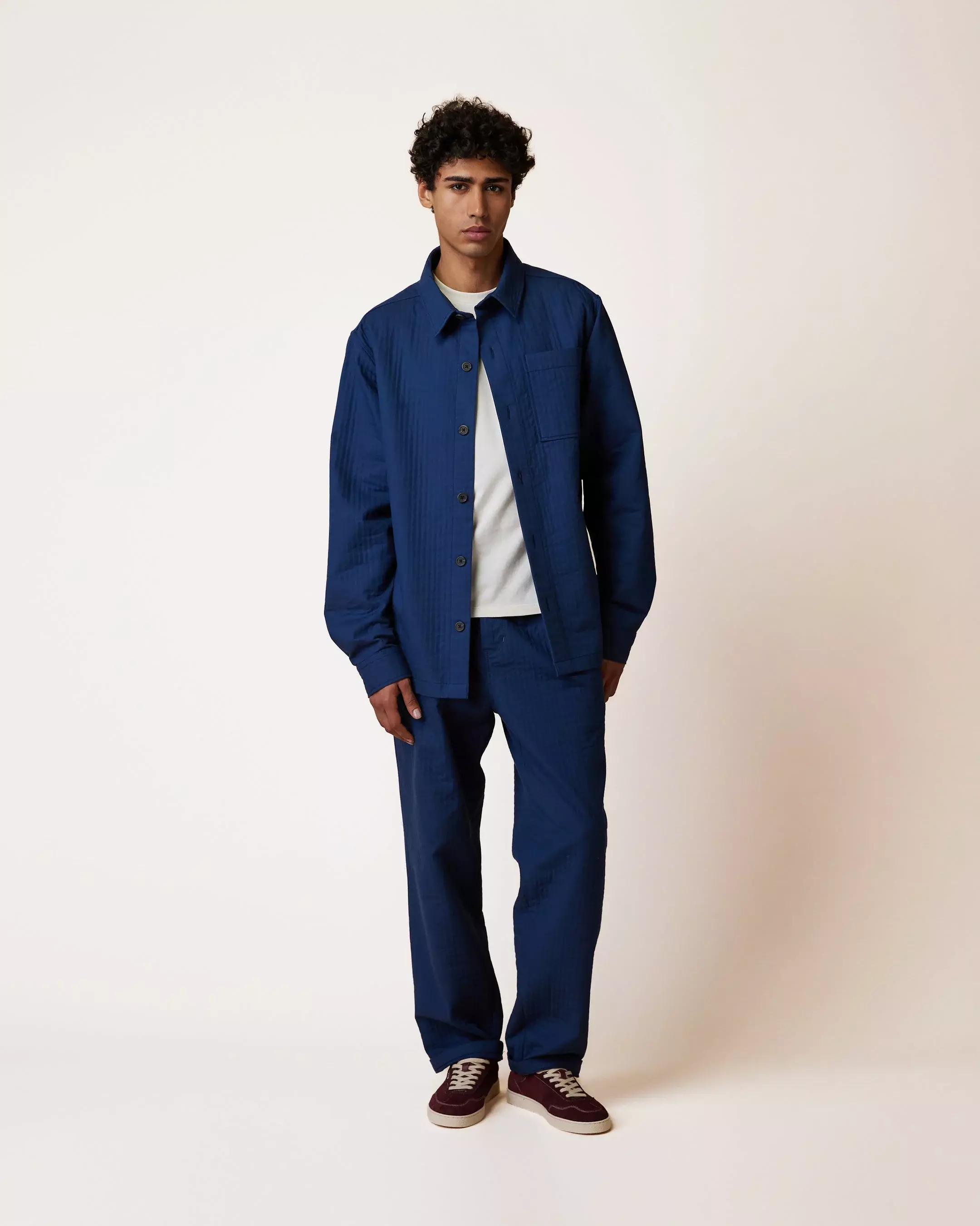 Faguo Gastine Overshirt Bleu Herren Baumwoll-Canvas blau